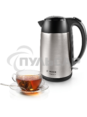 Чайник электрический Bosch TWK3P420 1.7л. 2400Вт черный (корпус: нержавеющая сталь)