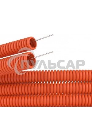 Труба гофрированная из ПНД с зондом ø 50 мм, оранжевая (15 м/уп.) Rexant