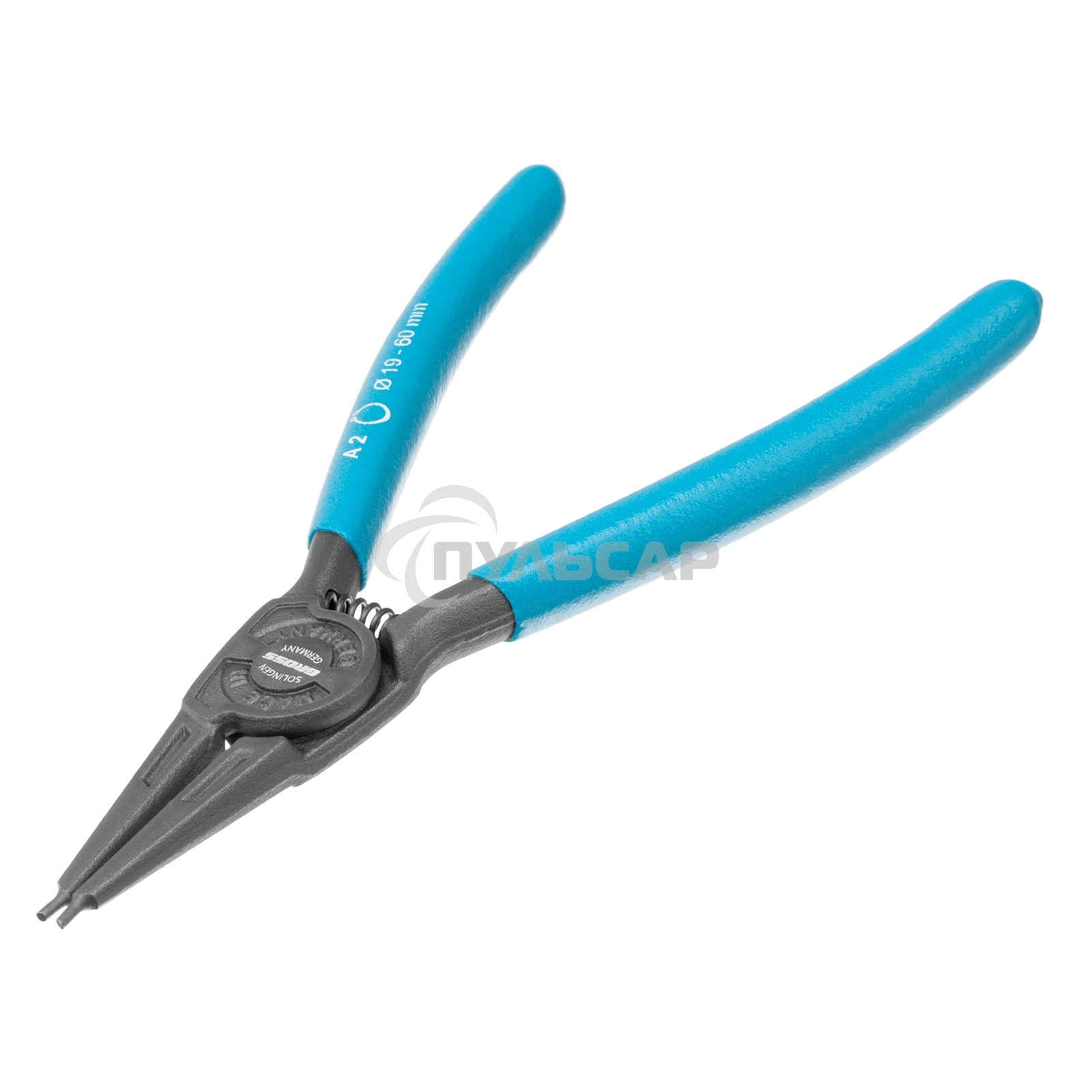 Съемник, 175 мм, для внешних стопорных колец (19-60 мм), прямые губки (разжим)Gross