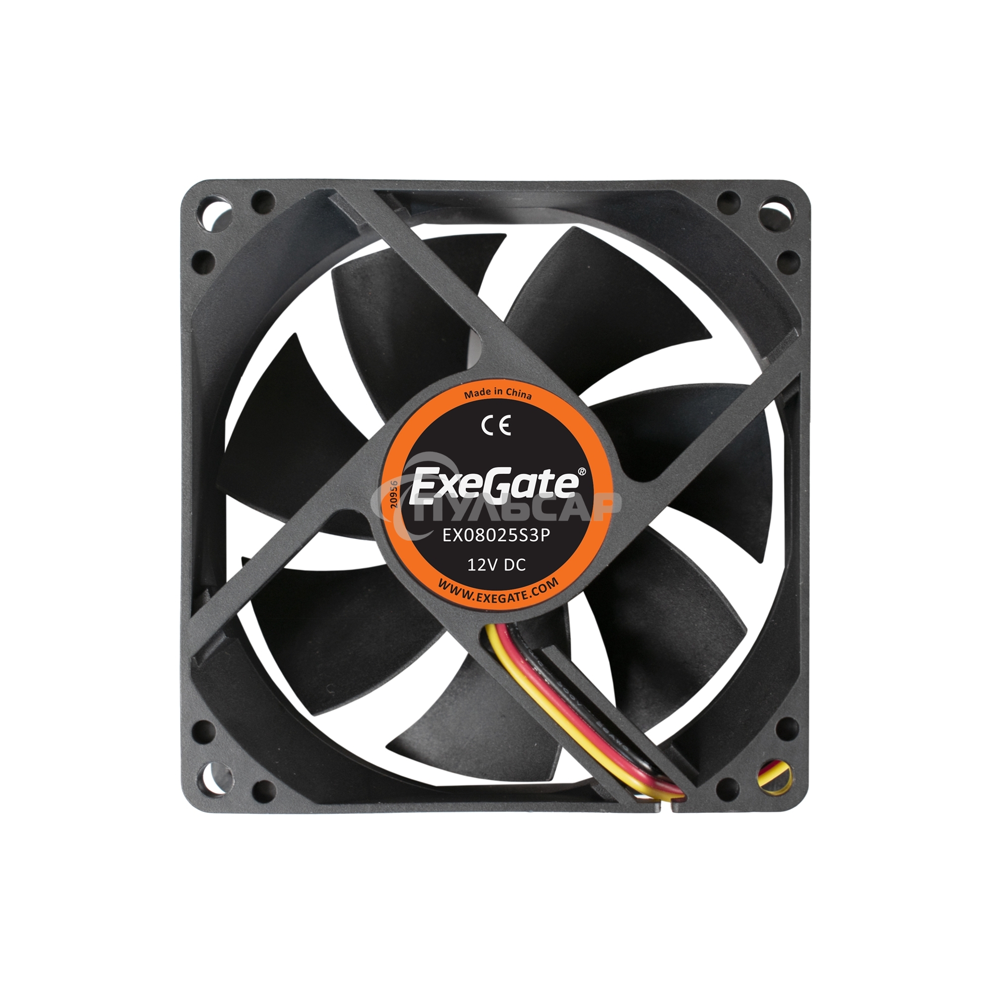 Вентилятор для корпуса ExeGate EX08025S3P черный, 80 мм, 2200 об/мин, 22.5 дБ, 3 pin
