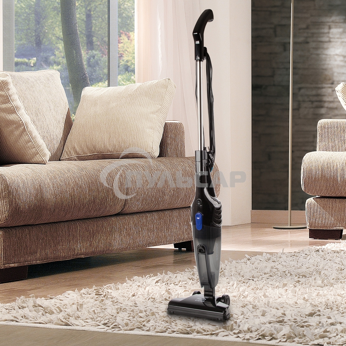 Пылесос вертикальный Endever VC-286 серый, питание от сети, 100 Вт, уборка сухая, пылесборник 1.9 л