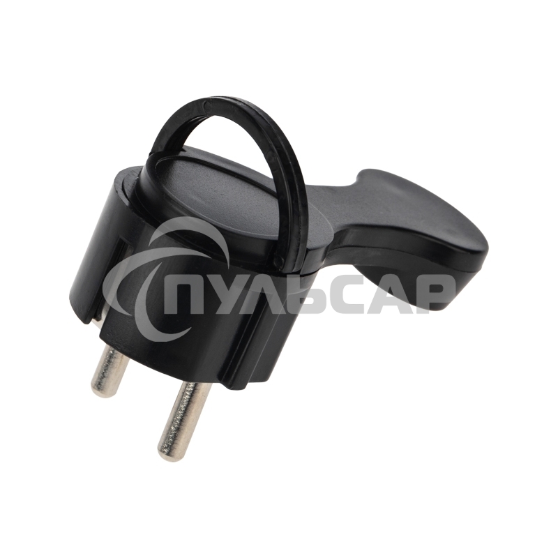 Вилка Евро Rexant угловая с з/к 16 А плоская за шкаф черная