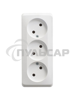 Розетка 3-м ОП Этюд 16А IP20 без заземл. без защ. шторок белый  SchE PA16-009B