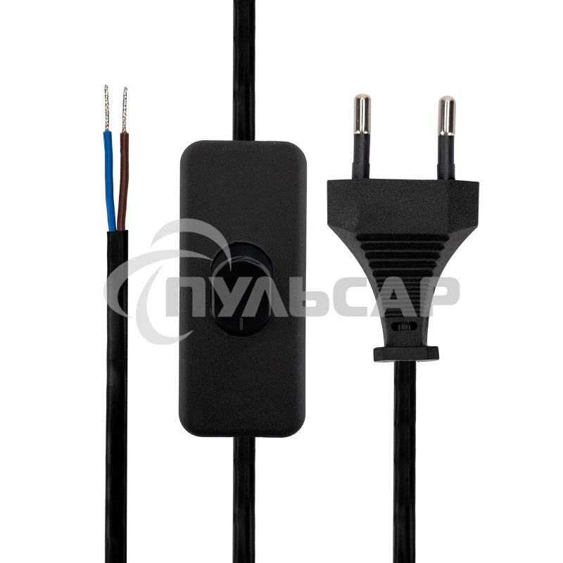 Сетевой шнур с выключателем 2х0,75 мм², 1,8 м черный Rexant