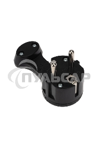 Вилка Евро Rexant угловая с з/к 16 А плоская за шкаф черная