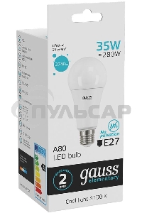 Лампа светодиодная LED Gauss Elementary A67 35Вт E27 4100К