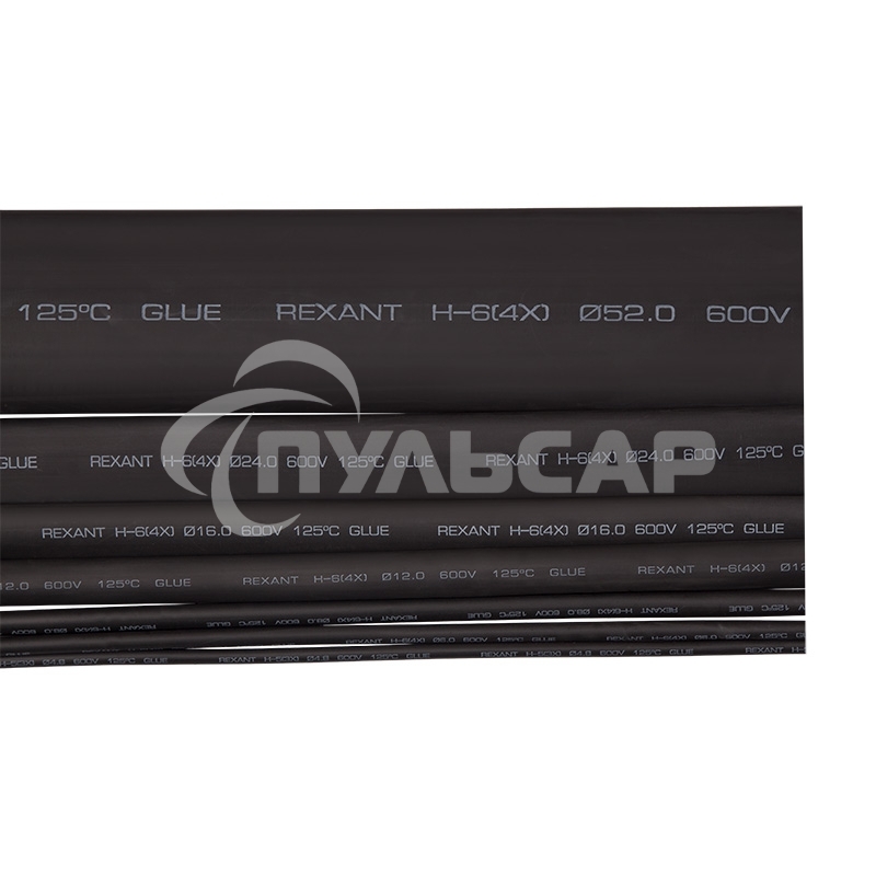 Термоусаживаемая трубка клеевая Rexant 24,0/6,0 мм, (4:1) черная, упаковка 20 шт. по 1 м