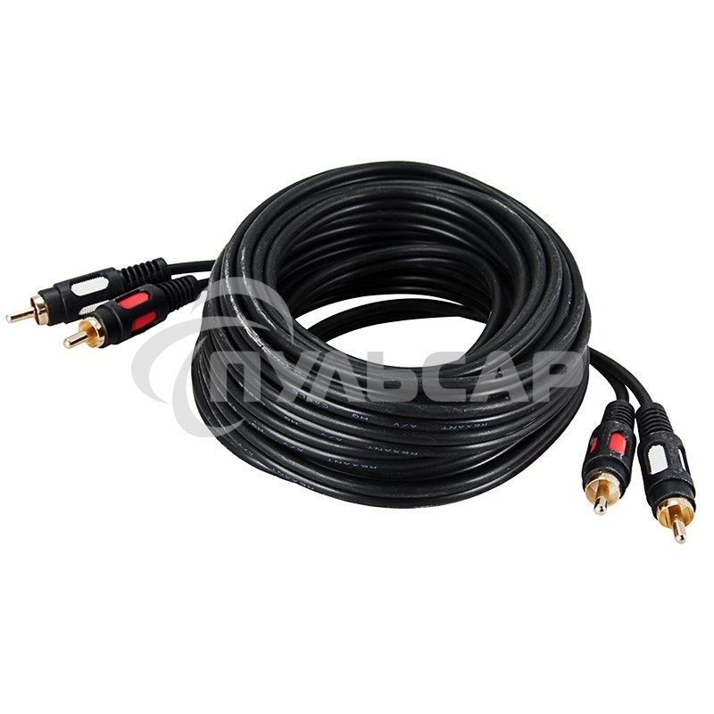 Шнур 2 RCA - 2 RCA, длина 5 м етров, черный (GOLD) Rexant 17-0146