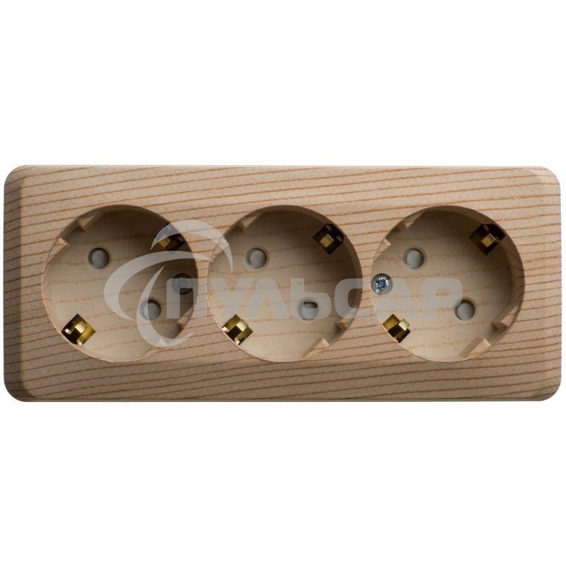 Розетка 3-м ОП Этюд 16А 250В защ. шторки с заземл. сосна SchE PA16-012D