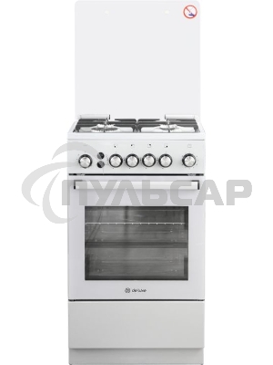 Плита Газовая De Luxe 5040.40г (кр) ЧР-012 серый (стеклянная крышка) реш.чугун