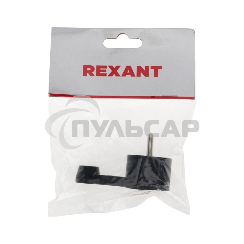 Вилка Евро Rexant угловая с з/к 16 А плоская за шкаф черная