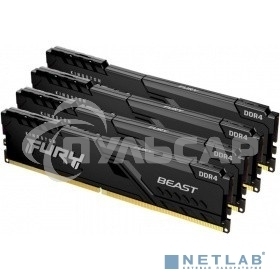 Оперативная память Kingston Fury Beast, DDR4, 32Gb (4x8Gb), 3200MHz, CL16, DIMM, с радиатором, черный