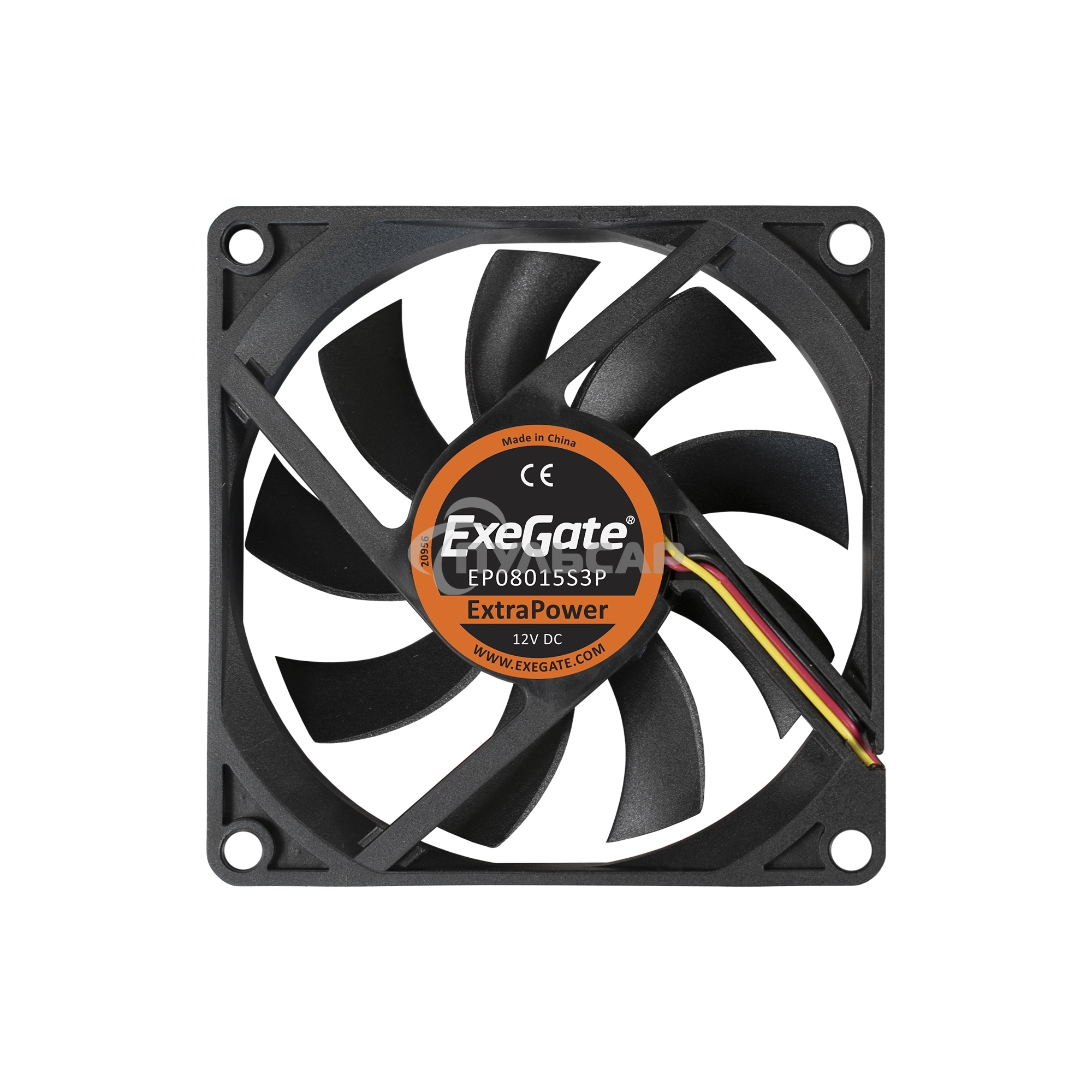 Вентилятор для корпуса ExeGate ExtraPower EP08015S3P черный, 80 мм, 2500 об/мин, 25.5 дБ, 3 pin
