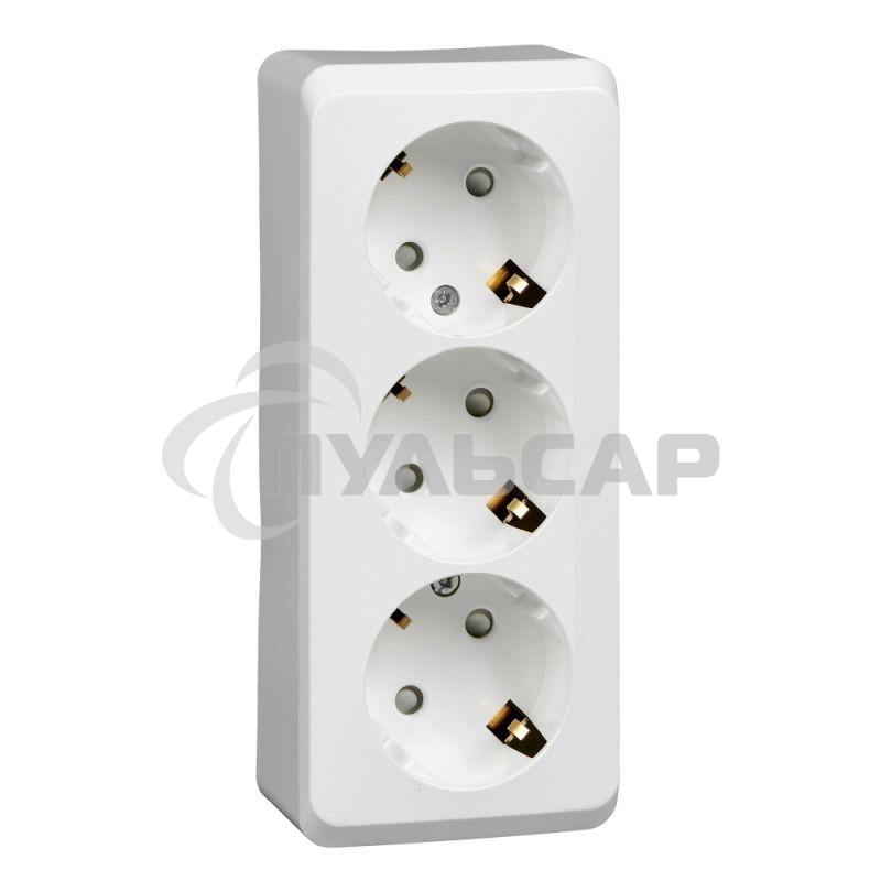 Розетка 3-м ОП Этюд 16А 250В защ. шторки с заземл. белый  SchE PA16-012B