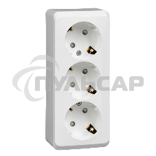 Розетка 3-м ОП Этюд 16А 250В защ. шторки с заземл. белый  SchE PA16-012B