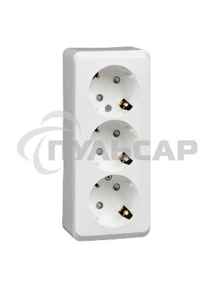 Розетка 3-м ОП Этюд 16А 250В защ. шторки с заземл. белый  SchE PA16-012B