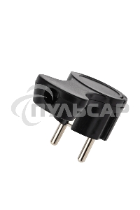 Вилка Евро Rexant угловая с з/к 16 А плоская за шкаф черная