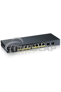 Коммутатор PoE+ Zyxel GS1100-10HP, 8xGE PoE+, 2xSFP, настольный, бесшумный, бюджет PoE 130 Вт