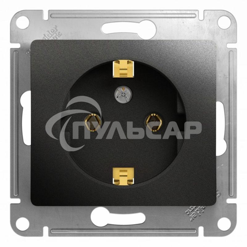 Механизм розетки 1-м Glossa 16А с заземл. антрацит SchE GSL000743
