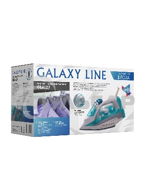 Утюг Galaxy Line GL 6127, бирюзовый, паровой, 2200 Вт, постоянный пар 50 г/мин, паровой удар 170 г/мин, функции: самоочистка, антикапля, антинакипь, функция увлажнения, вертикальное отпаривание, защита от перегрева, индикатор нагрева, керамическое покрыти