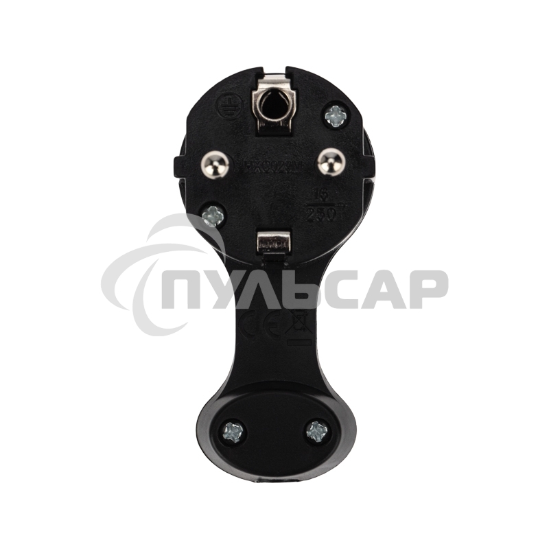 Вилка Евро Rexant угловая с з/к 16 А плоская за шкаф черная