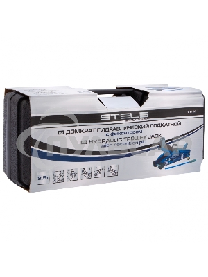 Домкрат STELS 51132гидравлический подкатной с фиксатором 2.5 т safety pin 140-385мм в кейсе