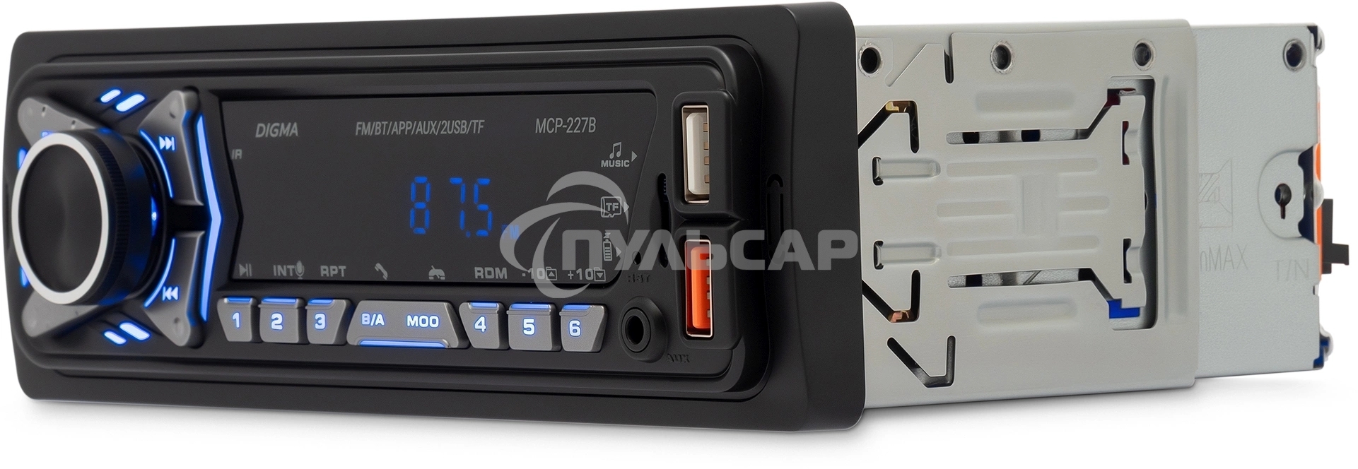 Автомагнитола Digma MCP-227B 1DIN 2x45Вт v5.0 USB 2.0 AUX 2 ПДУ