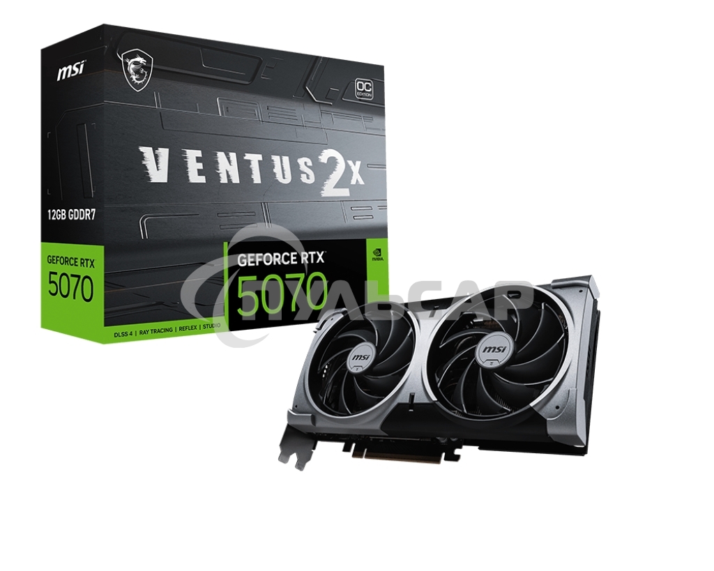 Видеокарта MSI RTX 5070 12G VENTUS 2X OC RTX 5070 PCI-E 5.0 GDDR7 2542/28000 HDMIx1 DPx3 HDCP Ret