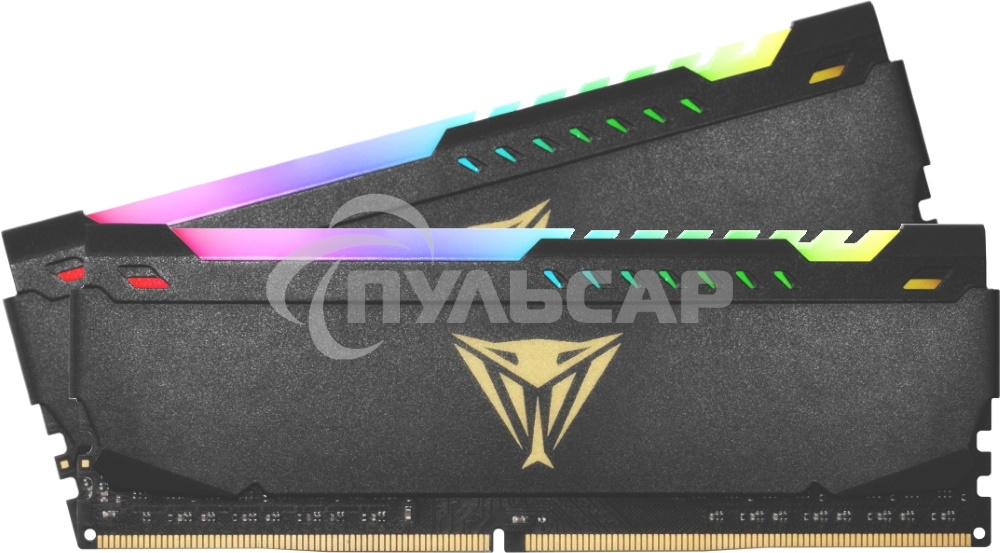 Оперативная память Patriot Viper Steel, DDR4, 16Gb (2x8Gb), 3200MHz, CL18, DIMM, с радиатором, RGB, черный