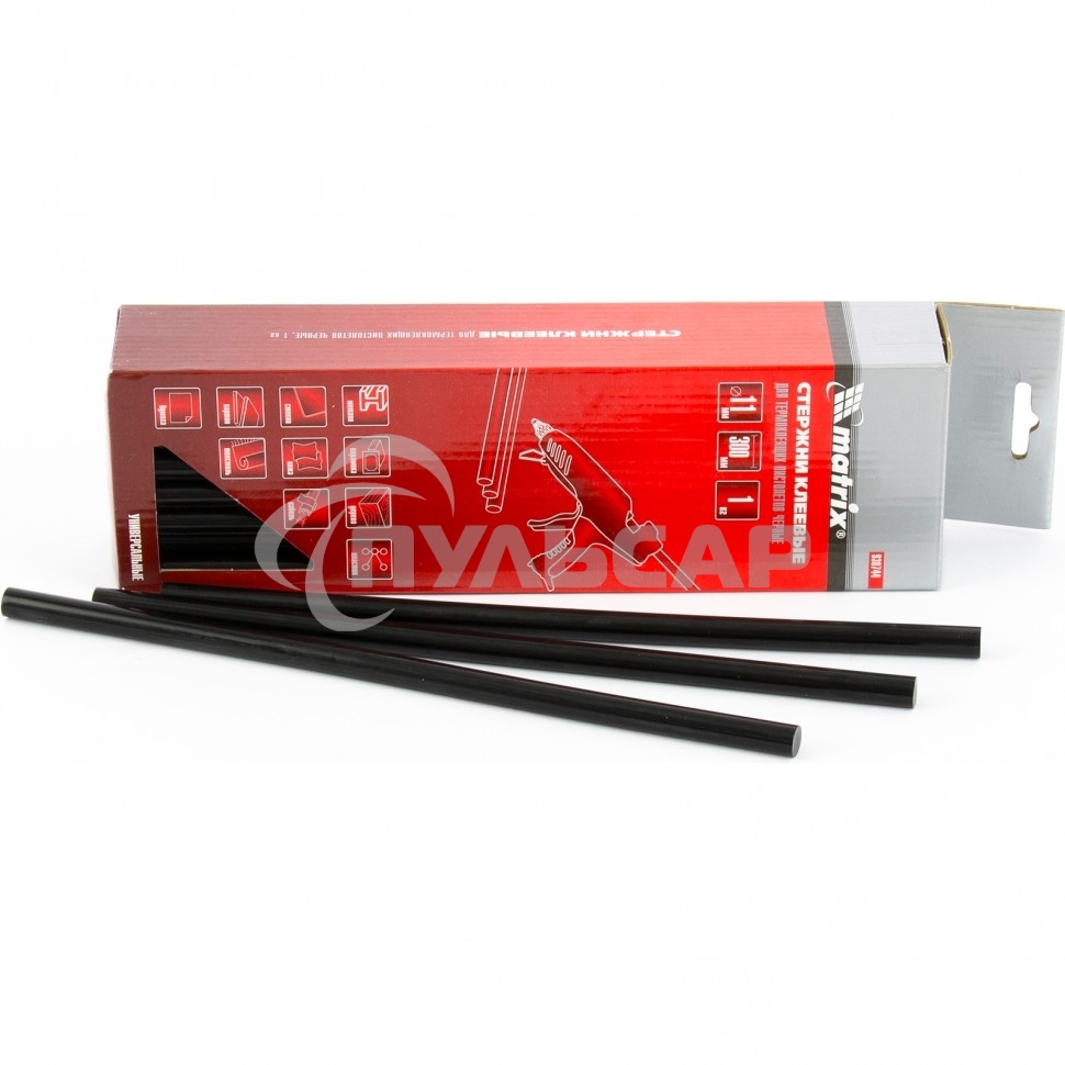 Стержни клеевые Matrix, 11 мм, L-300 мм, 34 шт, черный