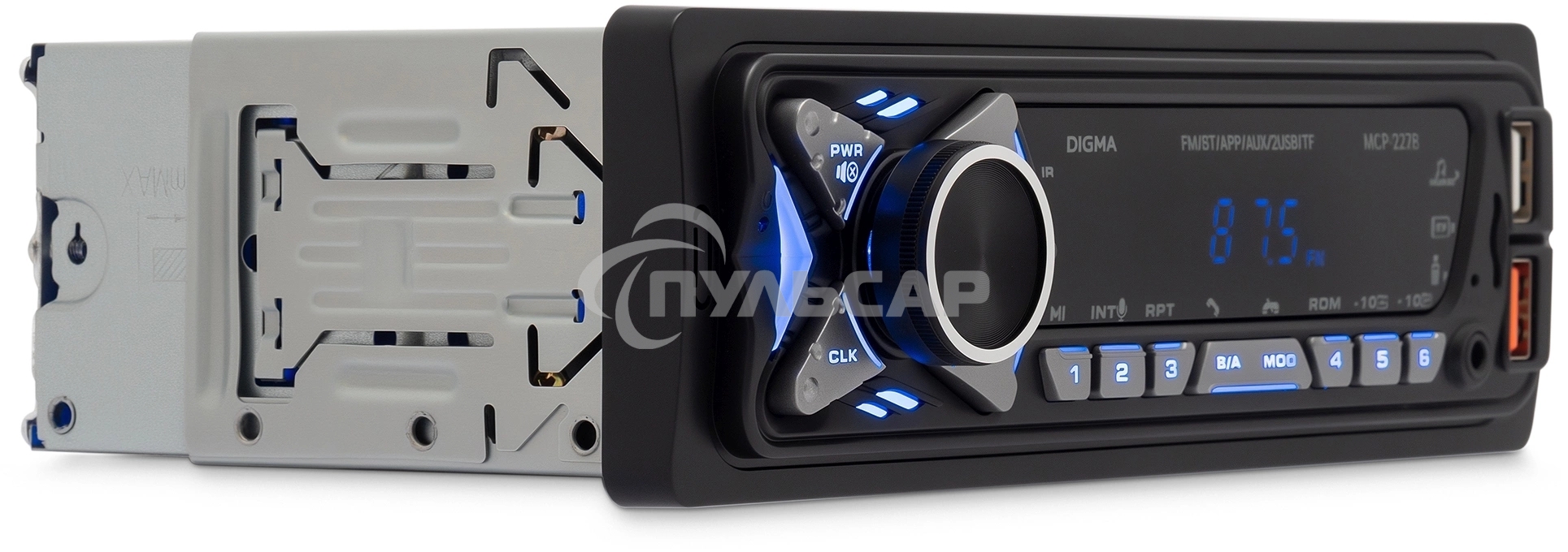 Автомагнитола Digma MCP-227B 1DIN 2x45Вт v5.0 USB 2.0 AUX 2 ПДУ