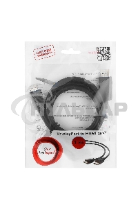 Кабель DisplayPort-HDMI Gembird/Cablexpert 1м, 20M/19M, черный, экран, пакет(CC-DP-HDMI-1M)