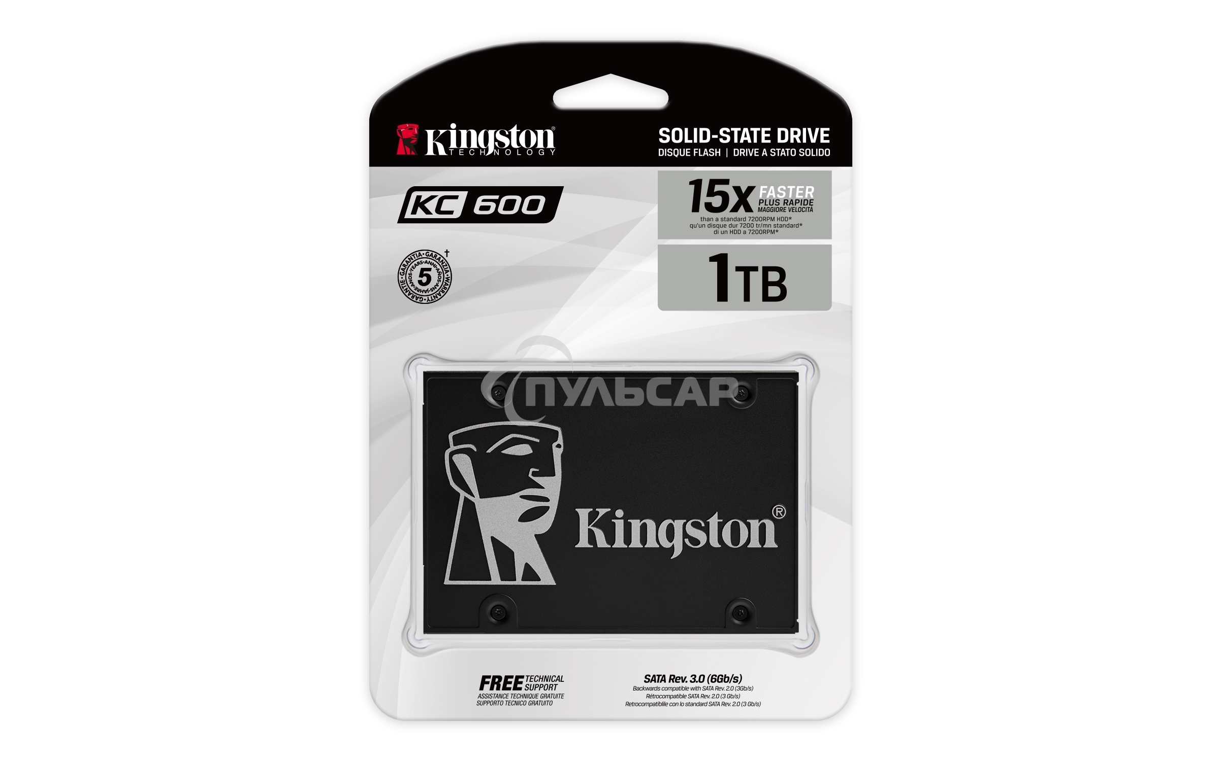Накопитель SSD Kingston KC600, 1Tb, SATA III, 2.5