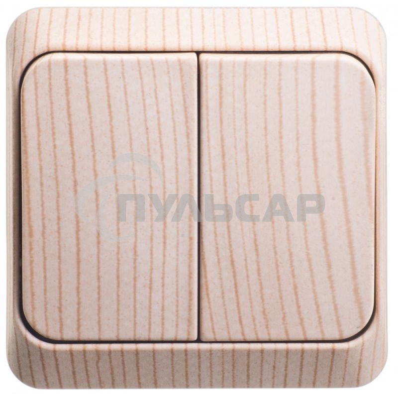 Выключатель 2-кл. ОП Этюд Дача 10А IP20 с индик. сосна SchE BA10-006D