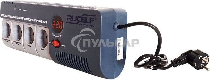 Стабилизатор RUCELF SRW-1000-D 1000ВА, диапазон 140-270,однофазный,управление релейное, дисплей,точность 220+-6%, КПД 98%.