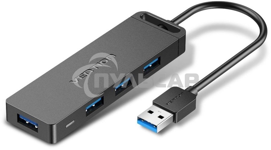Концентратор Vention OTG USB 3.0 на 4 порта черный - 1м.