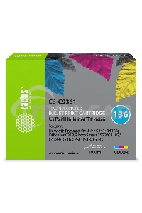 Картридж струйный Cactus CS-C9361 №136 трехцветный (18 мл.) для HP DJ 5443/D4163/DJ 6313/PS 2573/C3183/C4183/D5163/1513/1513s
