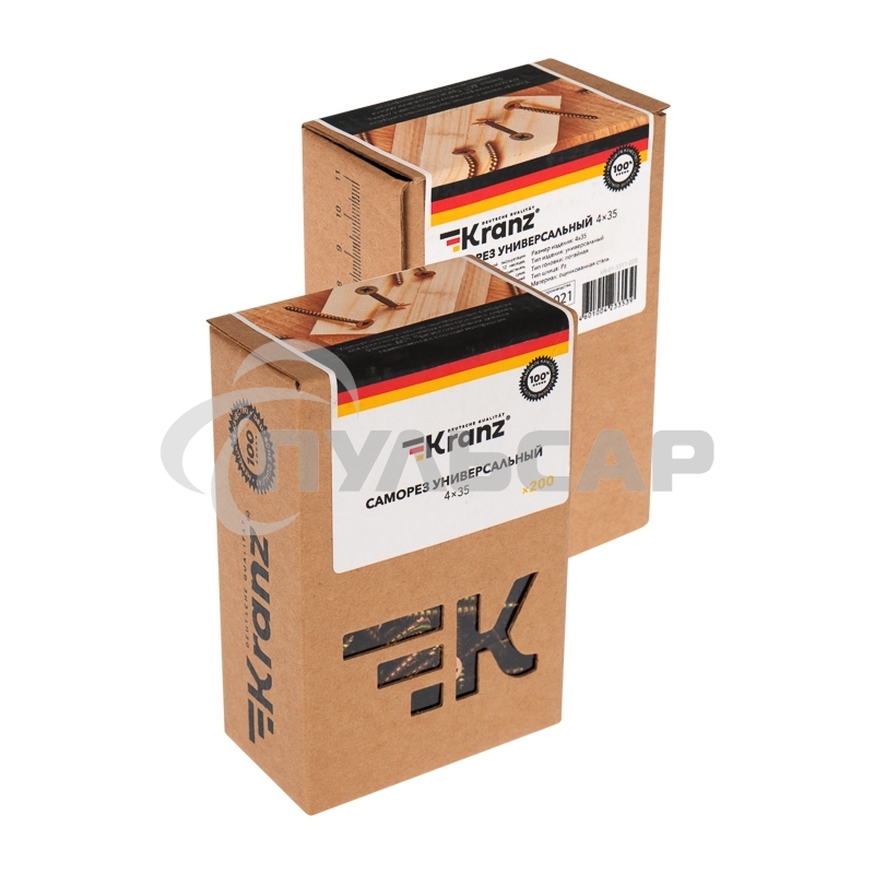 Саморез универсальный KRANZ 4х35, желтый цинк, упаковка поставщика ( 12 000 шт. )