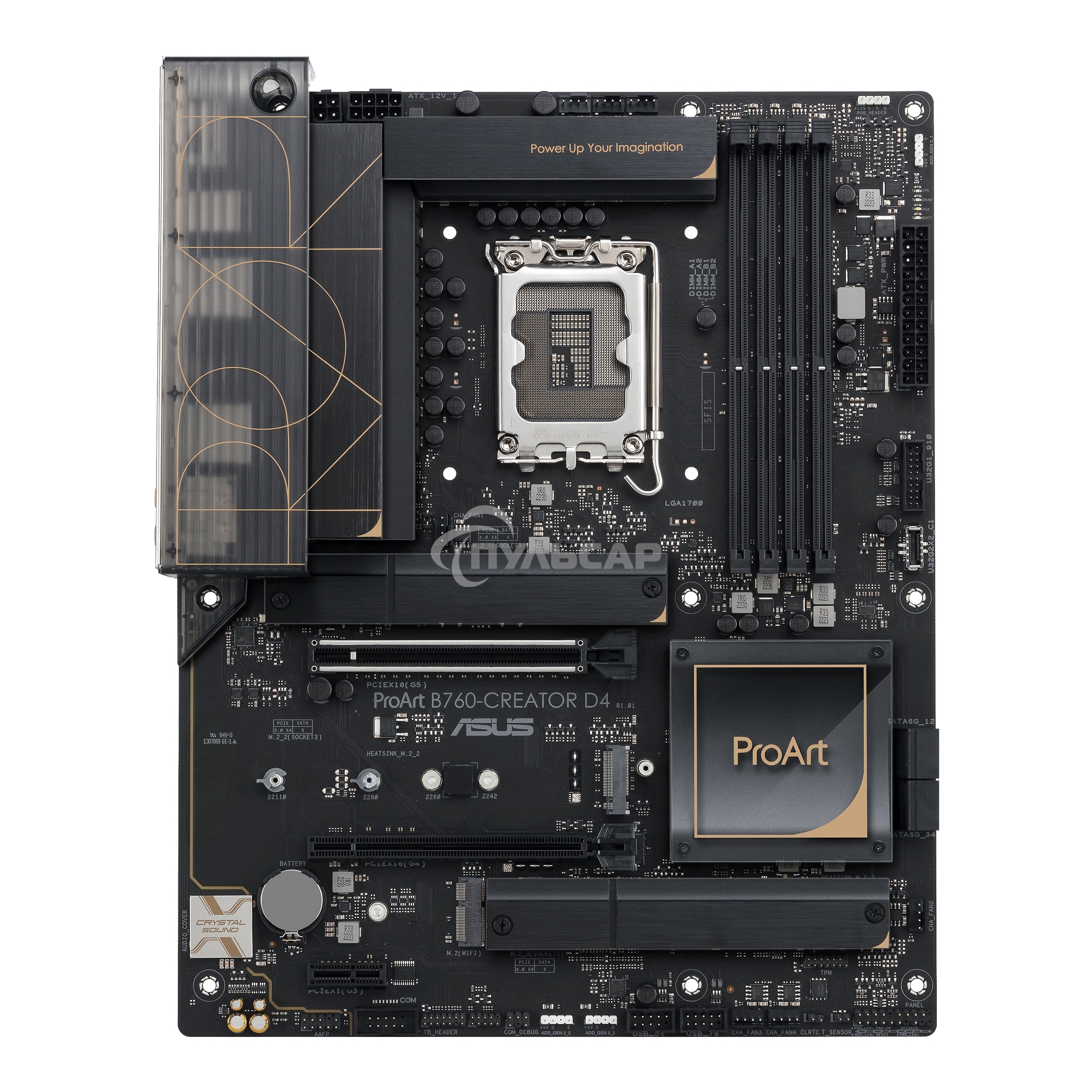Материнская плата ASUS ProArt B760-CREATOR D4, LGA 1700, Intel B760, 4xDDR4, 4xSATA, 3xM.2, 1xPCIe 5.0 x16, 1xPCIe 4.0 x4, 1xDP, 1xHDMI, 2x2.5Gb LAN, 4xUSB-A, 1xUSB-C, 5x3.5 мм, 7.1, Standard-ATX