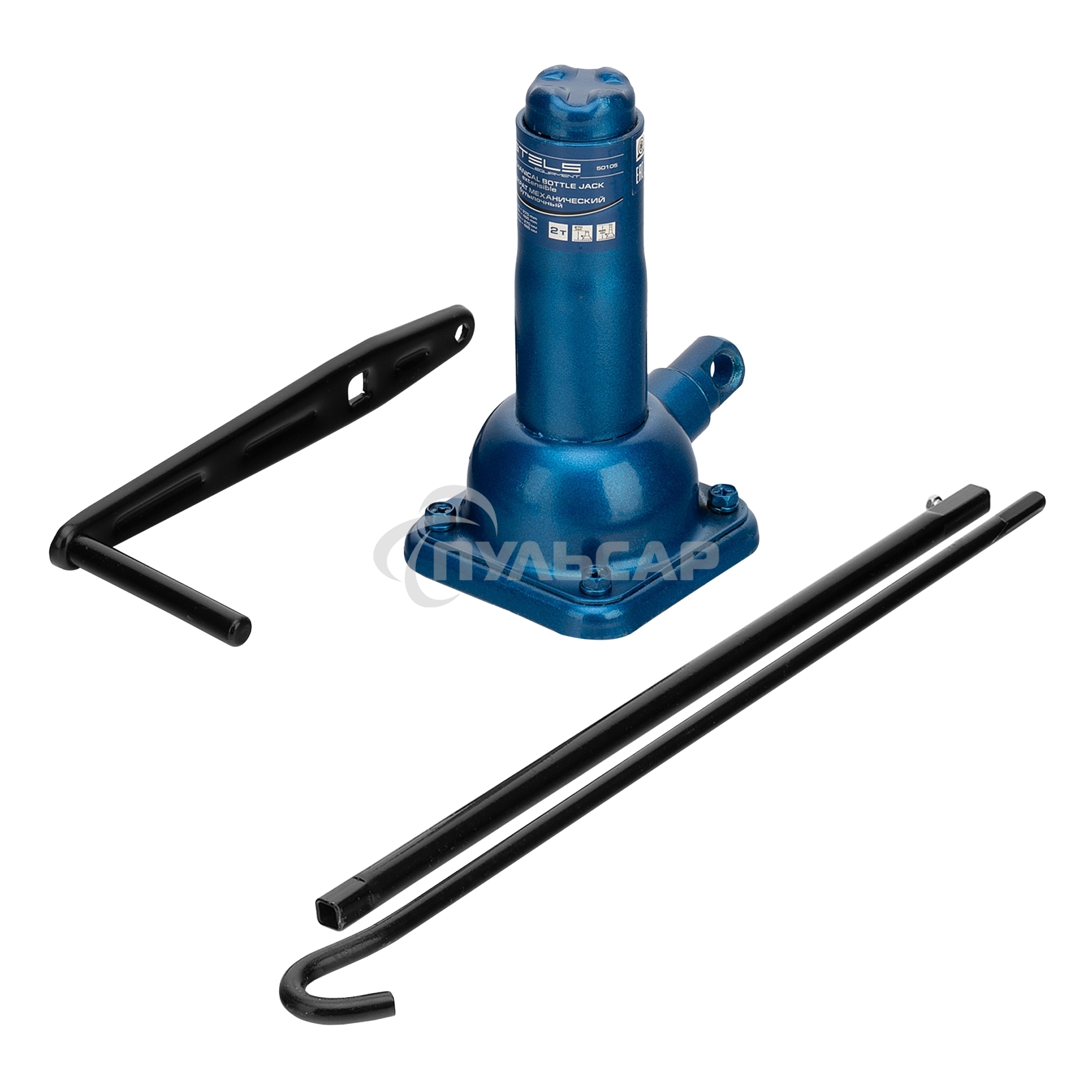 Домкрат механический бутылочный, 2 т, h подъема 270–485 мм, 2 части (домкрат, ручка) Stels
