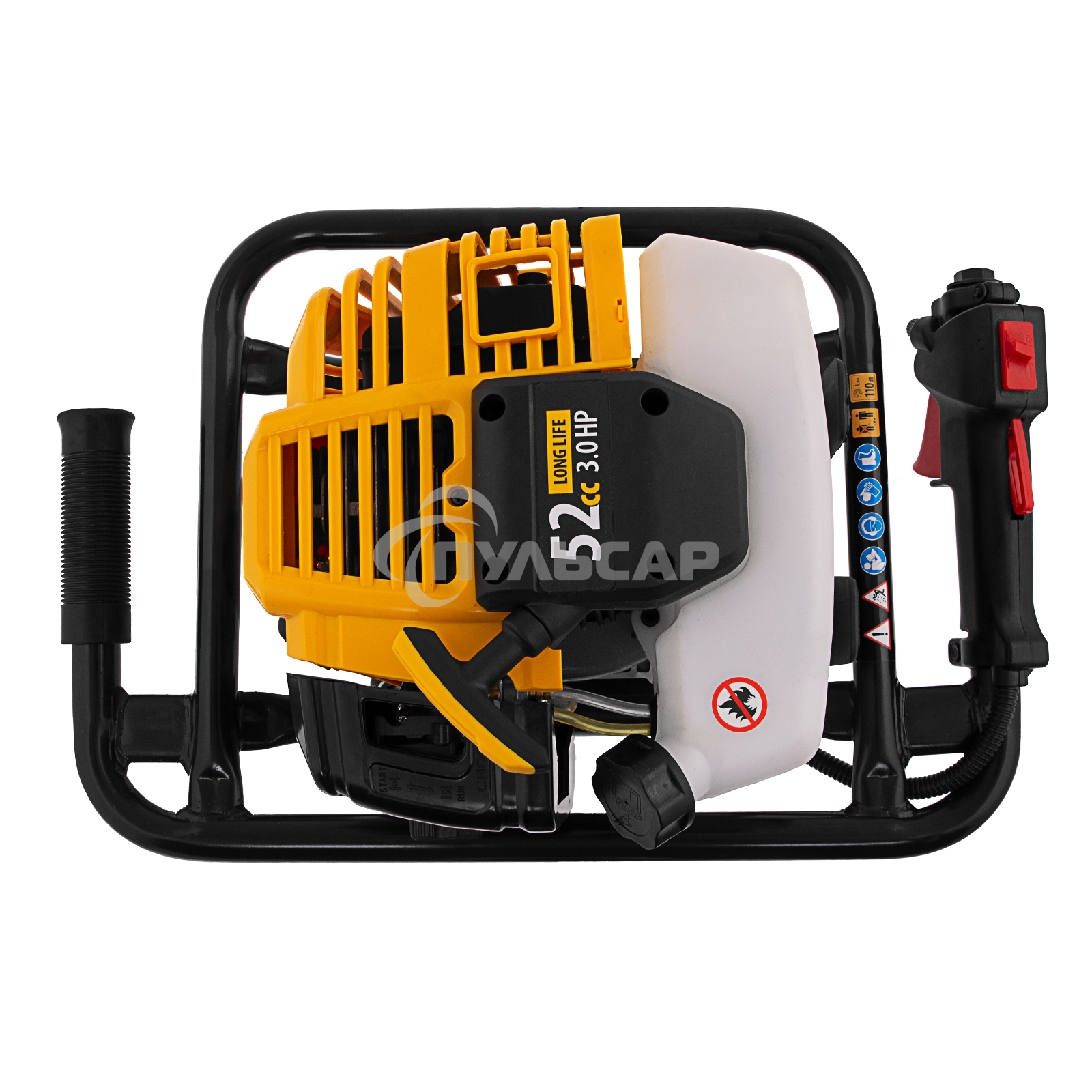 Мотобур DX-52, объем двигателя 52 см3, соединение 20 мм, без шнека Denzel