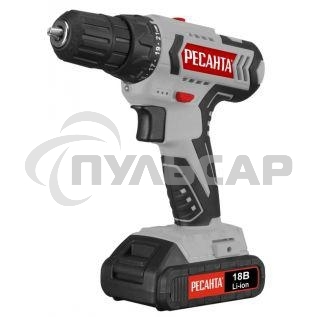 Дрель-шуруповерт Ресанта ДА-18-2ЛК 75/14/5, Аккумуляторная, 18В, 2 АКБ, Кейс