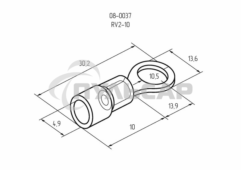 Наконечник кольцевой изолированный ø 10.5 мм 1.5-2.5 мм² (НКи 2.5-10) синий Rexant