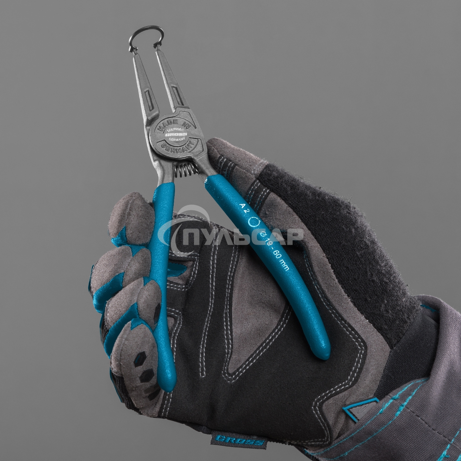 Съемник, 175 мм, для внешних стопорных колец (19-60 мм), прямые губки (разжим)Gross