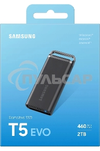 Внешний SSD Samsung T5 EVO, 2TB, USB 3.2 Gen 1 Type-C, R/W 460/460, черный