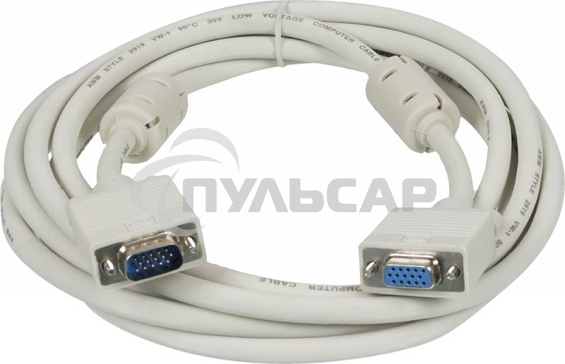 Кабель-удлинитель SVGA Ningbo VGA HD15 (m)/VGA HD15 (f) 3м феррит.кольца