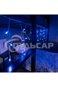 Новогодние светоукрашения Neon-night гирлянда Айсикл (бахрома) светодиодный, 1,8 х 0,5 м., белый провод, 220В, диоды синие