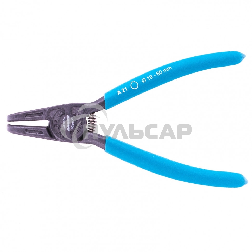 Съемник, 165 мм, для внешних стопорных колец (19-60 мм), изогнутые губки (разжим)Gross