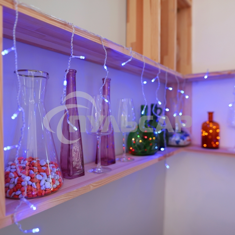 Новогодние светоукрашения Neon-night гирлянда Айсикл (бахрома) светодиодный, 1,8 х 0,5 м., белый провод, 220В, диоды синие