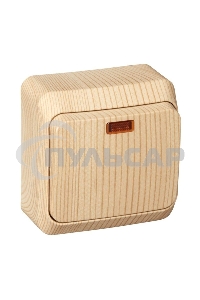 Выключатель 1-кл. ОП Этюд Дача 10А IP20 с индик. сосна SchE BA10-005D